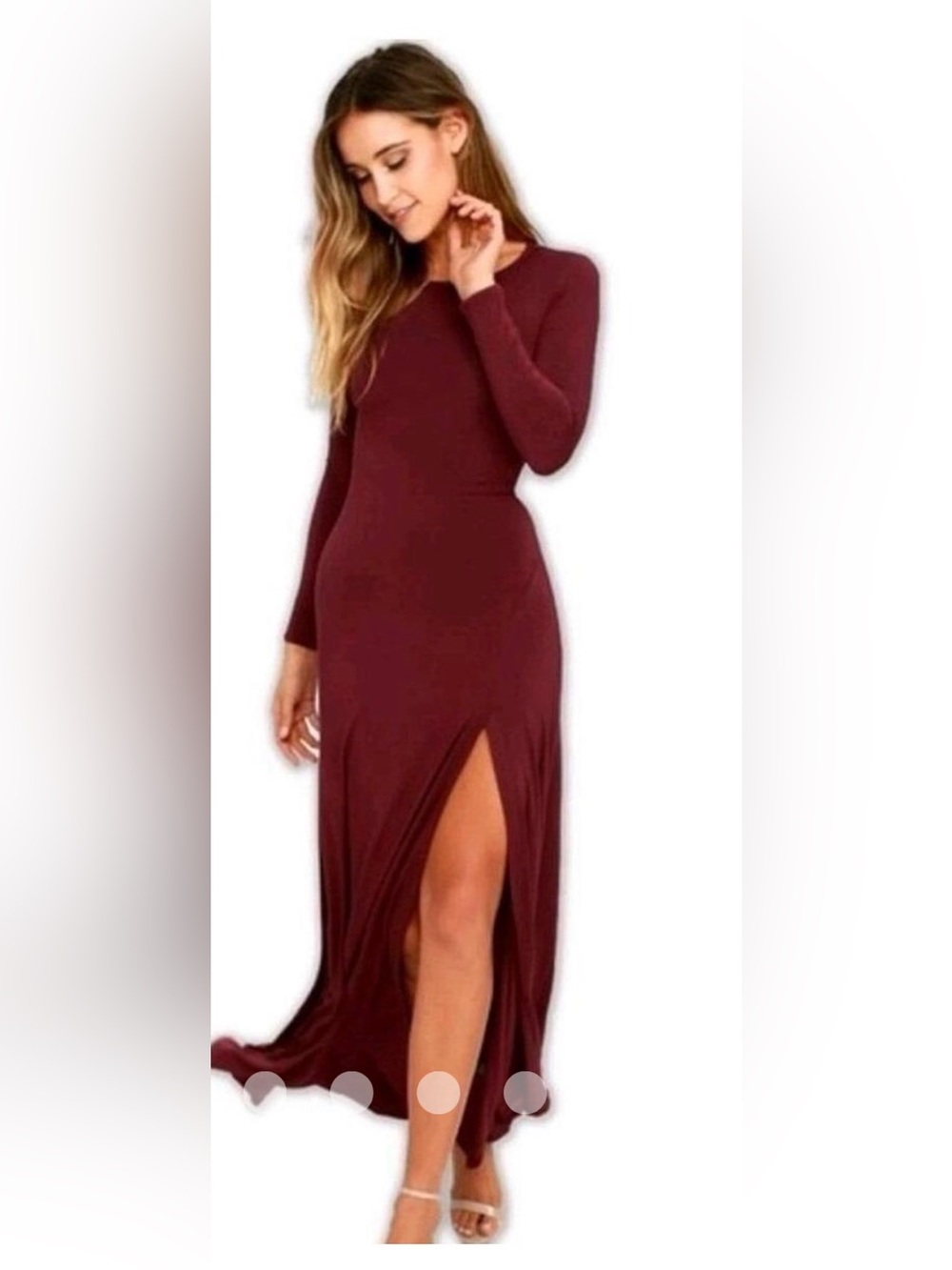 Lulu's Swept Away Long Sleeve Maxi Dress in Wine